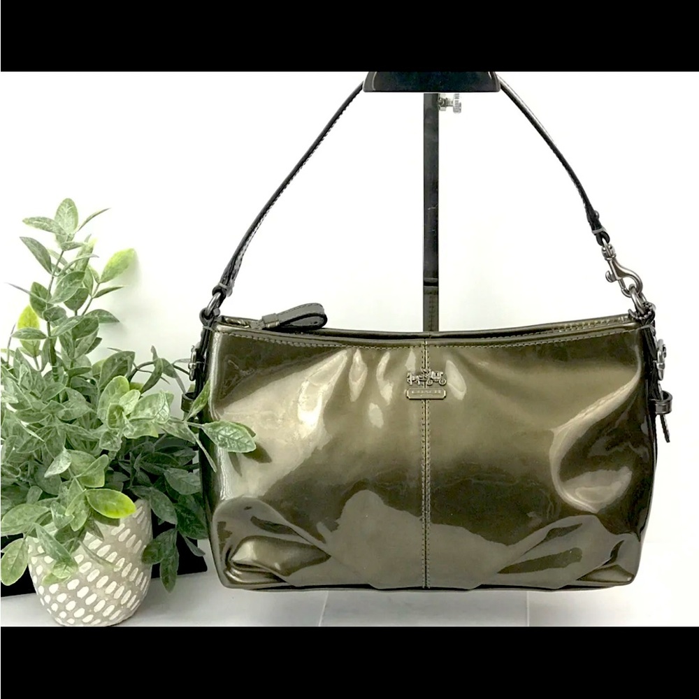 Coach patent leather handbag in pewter/gunmetal. New without tags